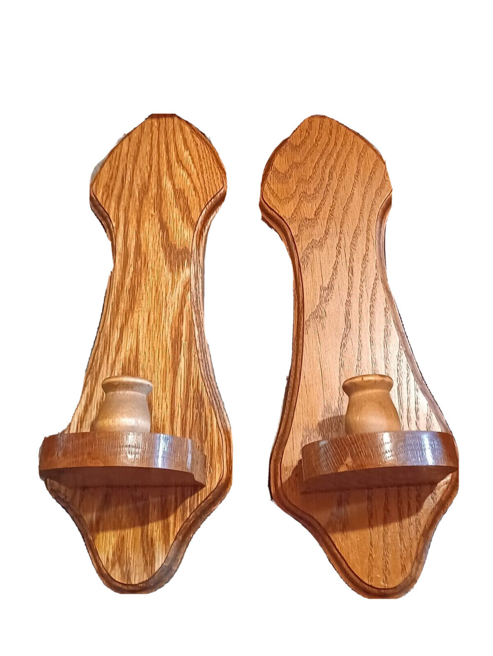 Pair of Vintage Wood Wall Hanging Sconces
